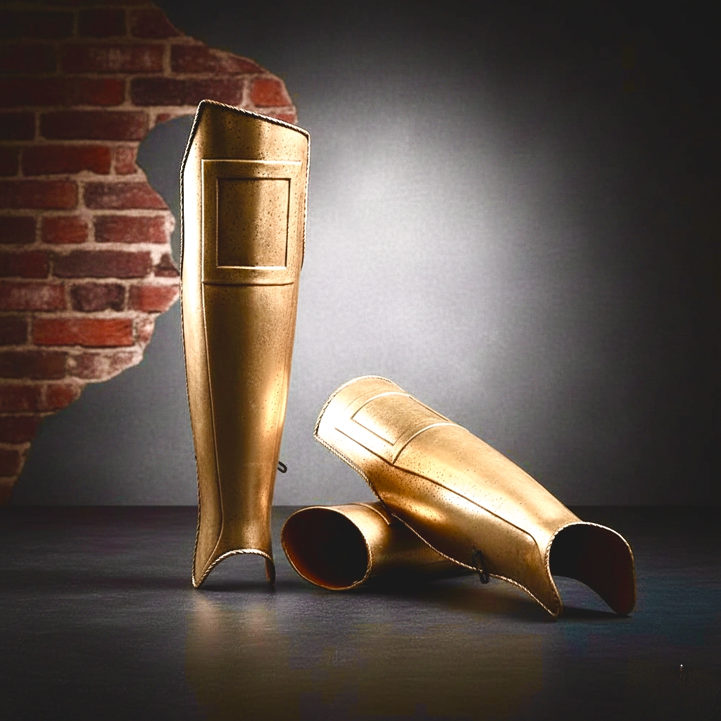 spartan leg gaurd brass plated